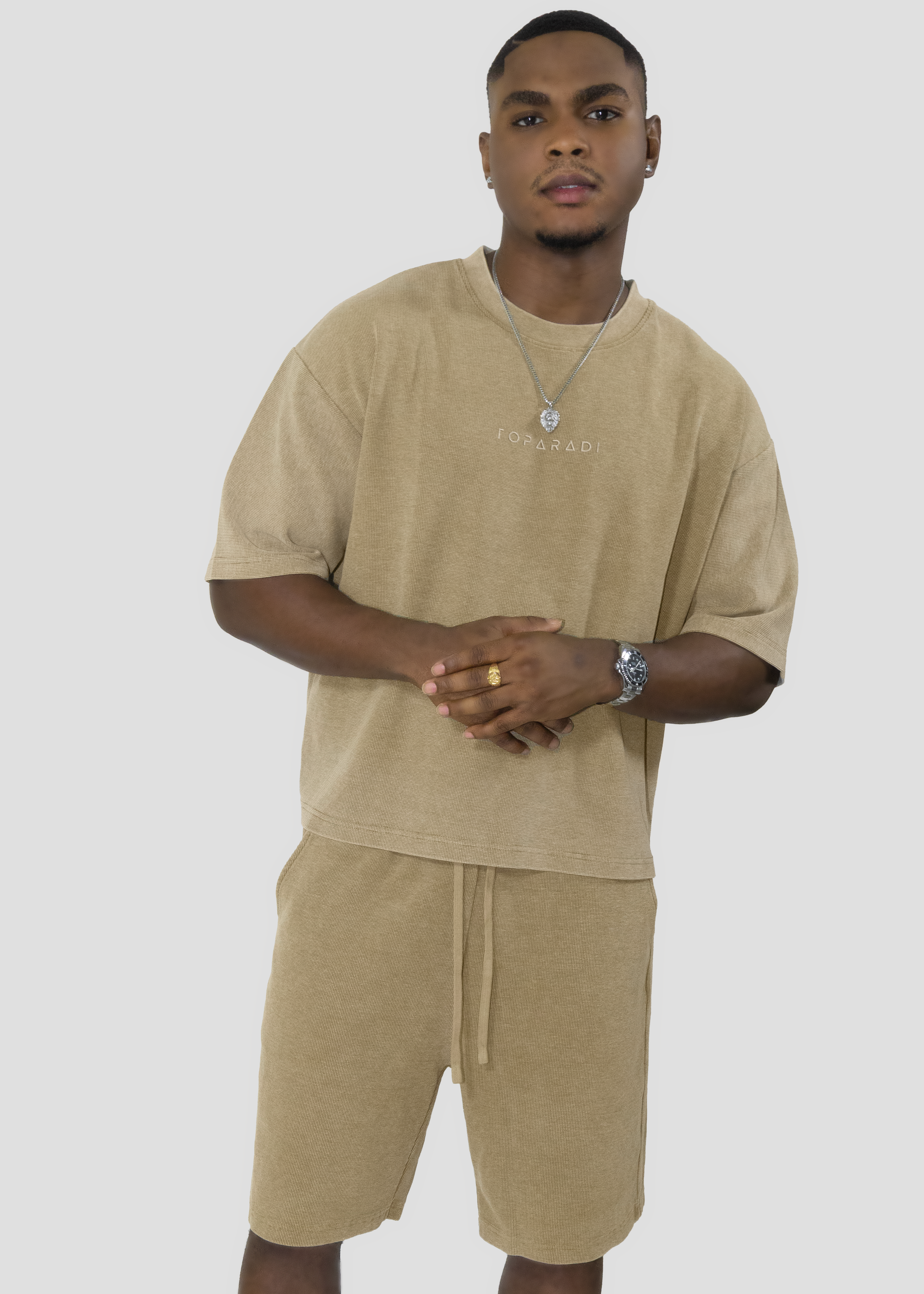 Stone Grid 001 Boxy Tee + Shorts