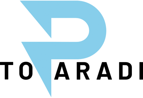 Logo with a stylized 'P' and text on a green background