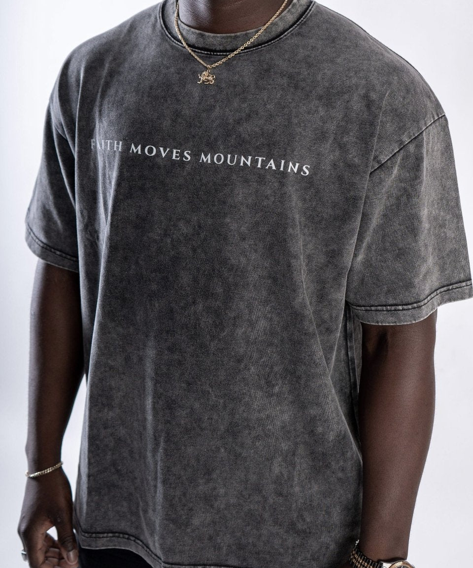  S Faith Moves Mountains | Acid Wash Oversized T-Shirt