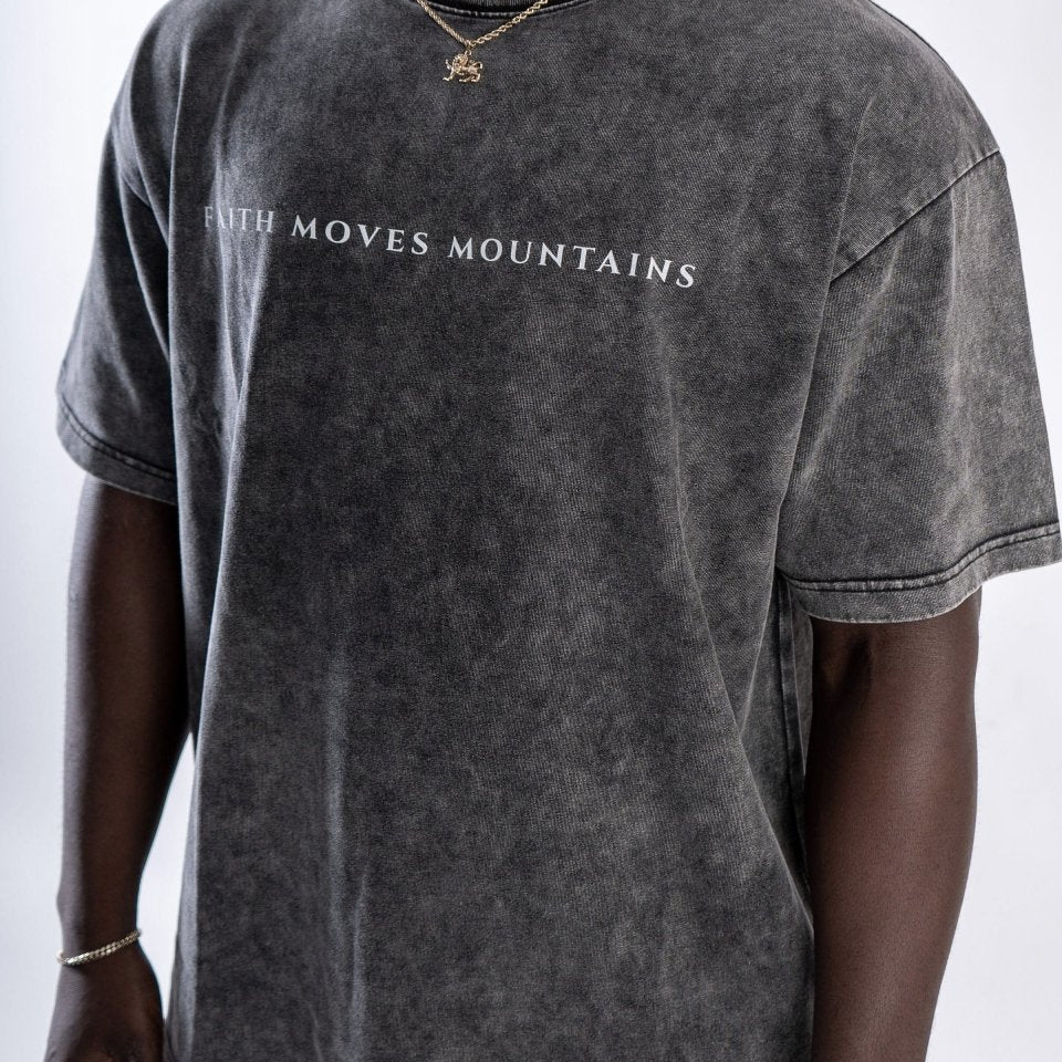  S Faith Moves Mountains | Acid Wash Oversized T-Shirt