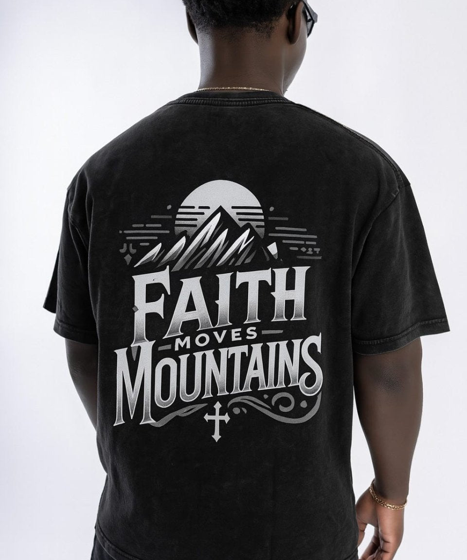 Faith Moves Mountains | Acid Wash Oversized T-Shirt