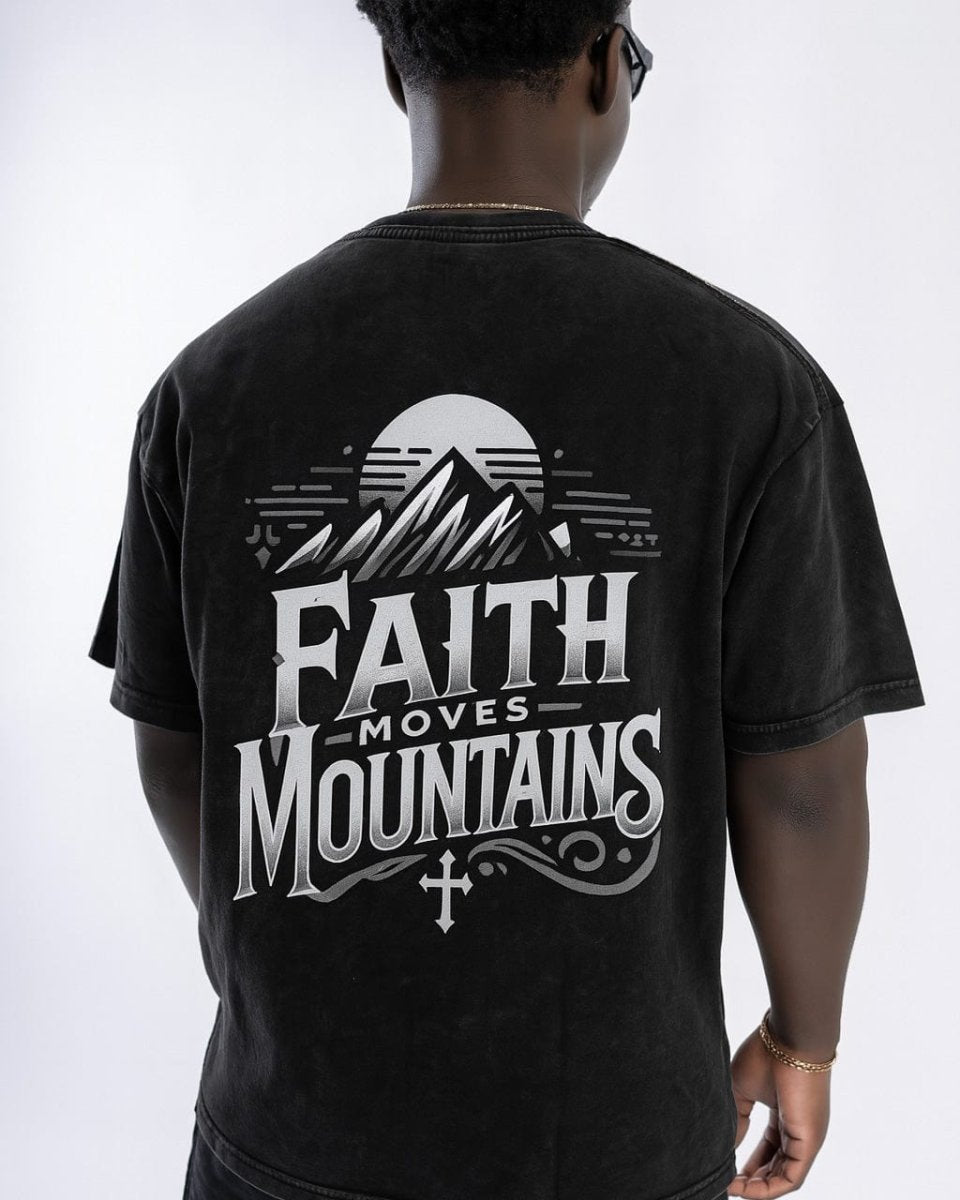 Faith Moves Mountains | Acid Wash Oversized T-Shirt