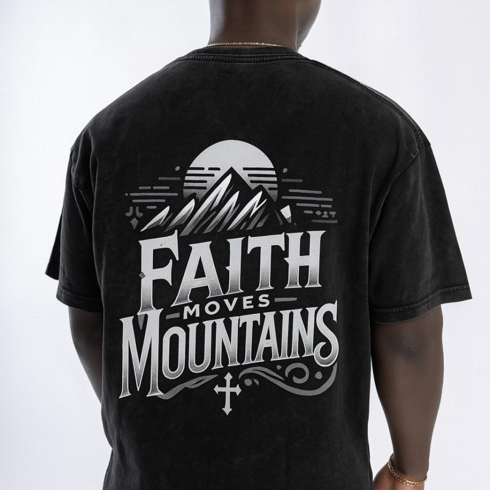 Faith Moves Mountains | Acid Wash Oversized T-Shirt