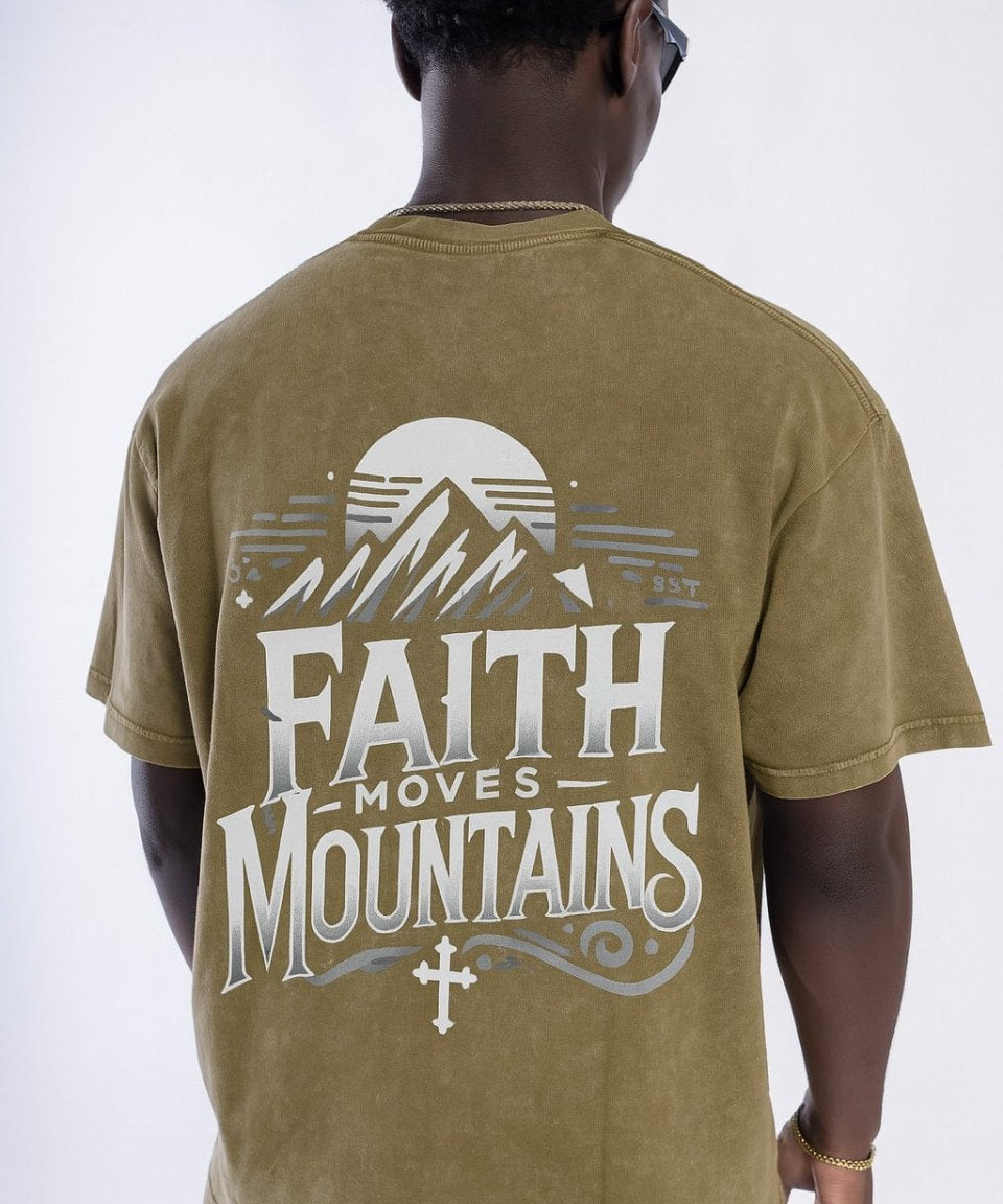 Faith Moves Mountains | Acid Wash Oversized T-Shirt