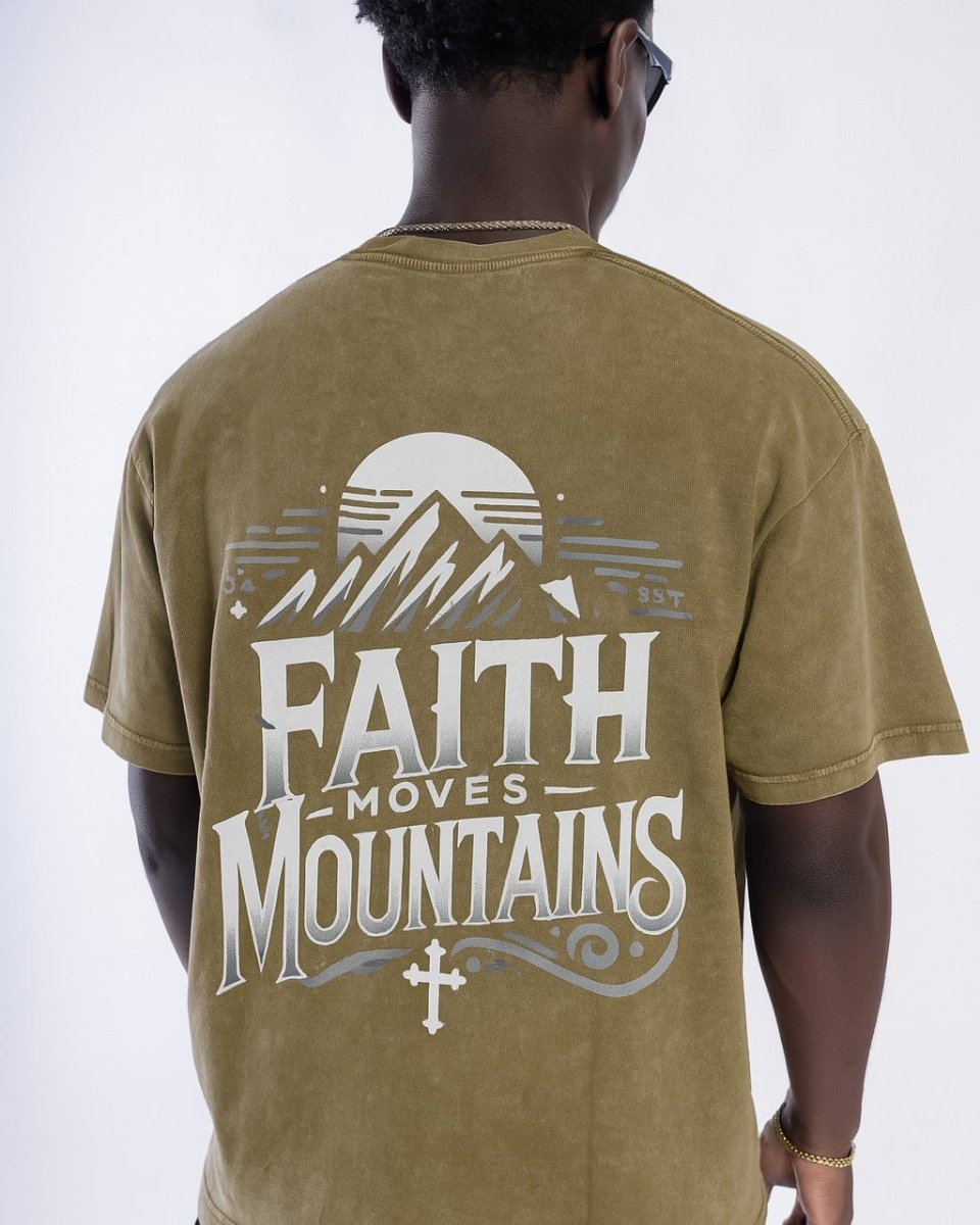 Faith Moves Mountains | Acid Wash Oversized T-Shirt