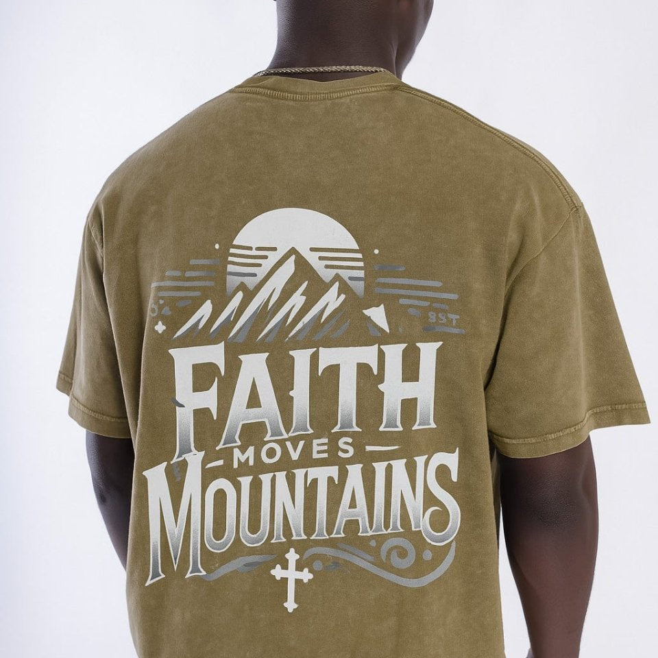 Faith Moves Mountains | Acid Wash Oversized T-Shirt