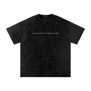 Black / S Faith Moves Mountains | Acid Wash Oversized T-Shirt