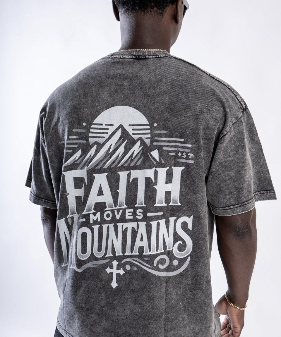 Faith Moves Mountains | Acid Wash Oversized T-Shirt