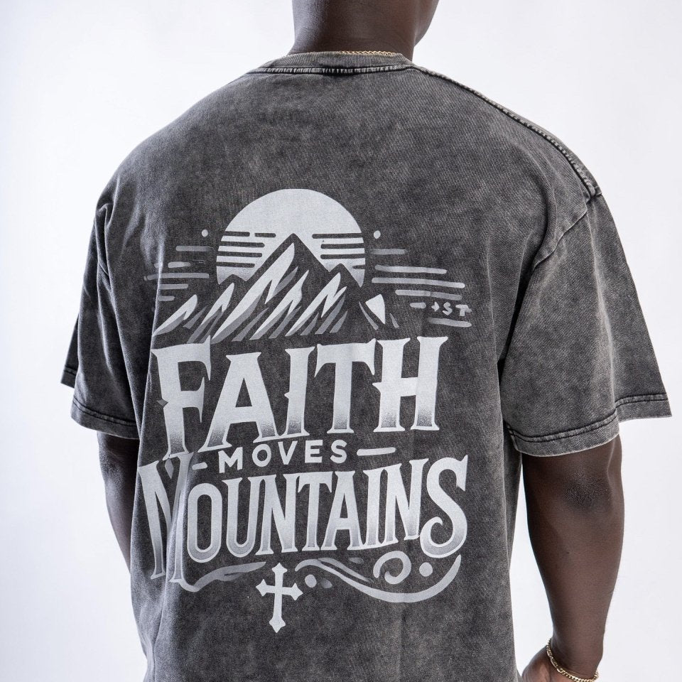 Faith Moves Mountains | Acid Wash Oversized T-Shirt