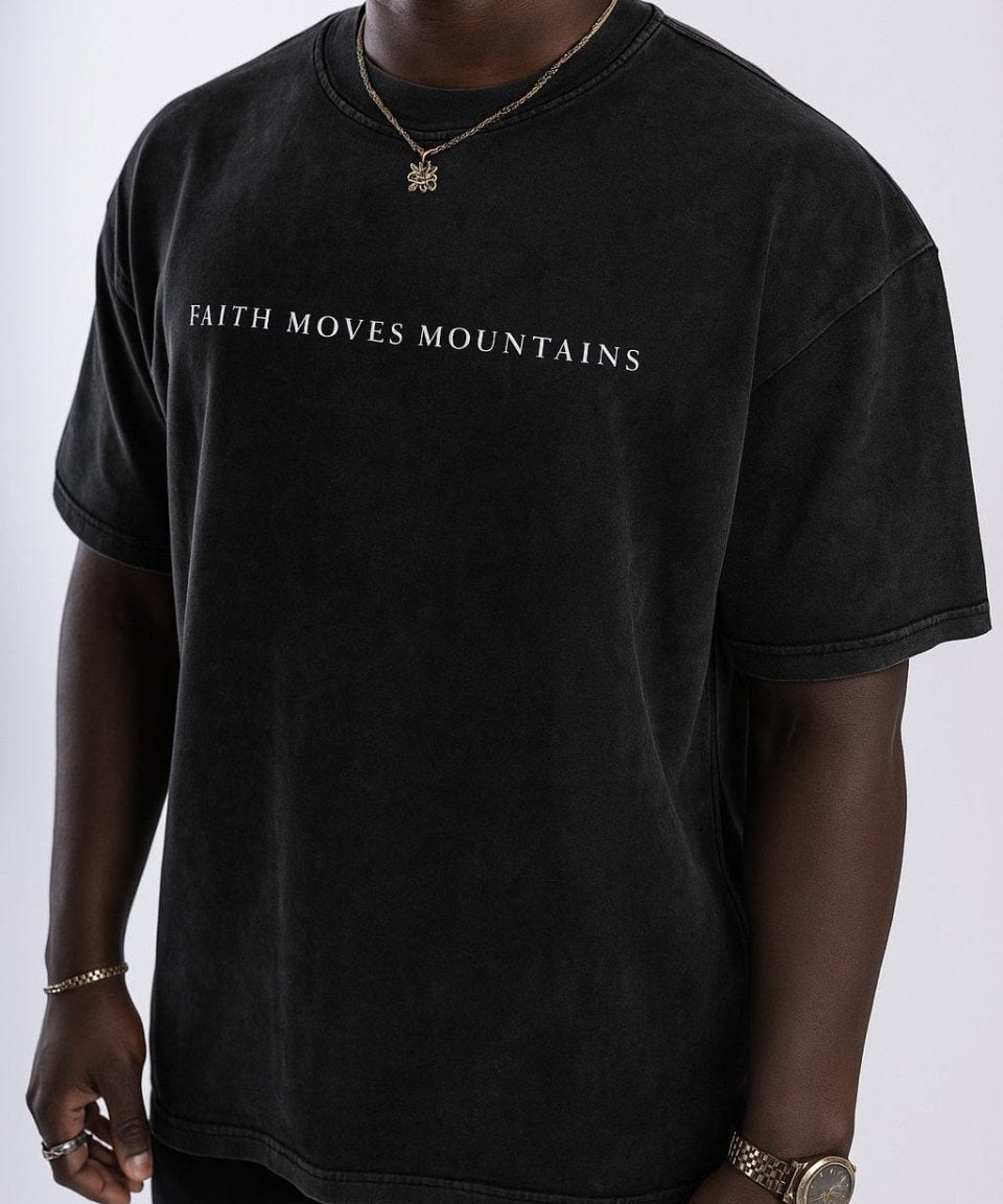  S Faith Moves Mountains | Acid Wash Oversized T-Shirt