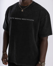 Black / S Faith Moves Mountains | Acid Wash Oversized T-Shirt