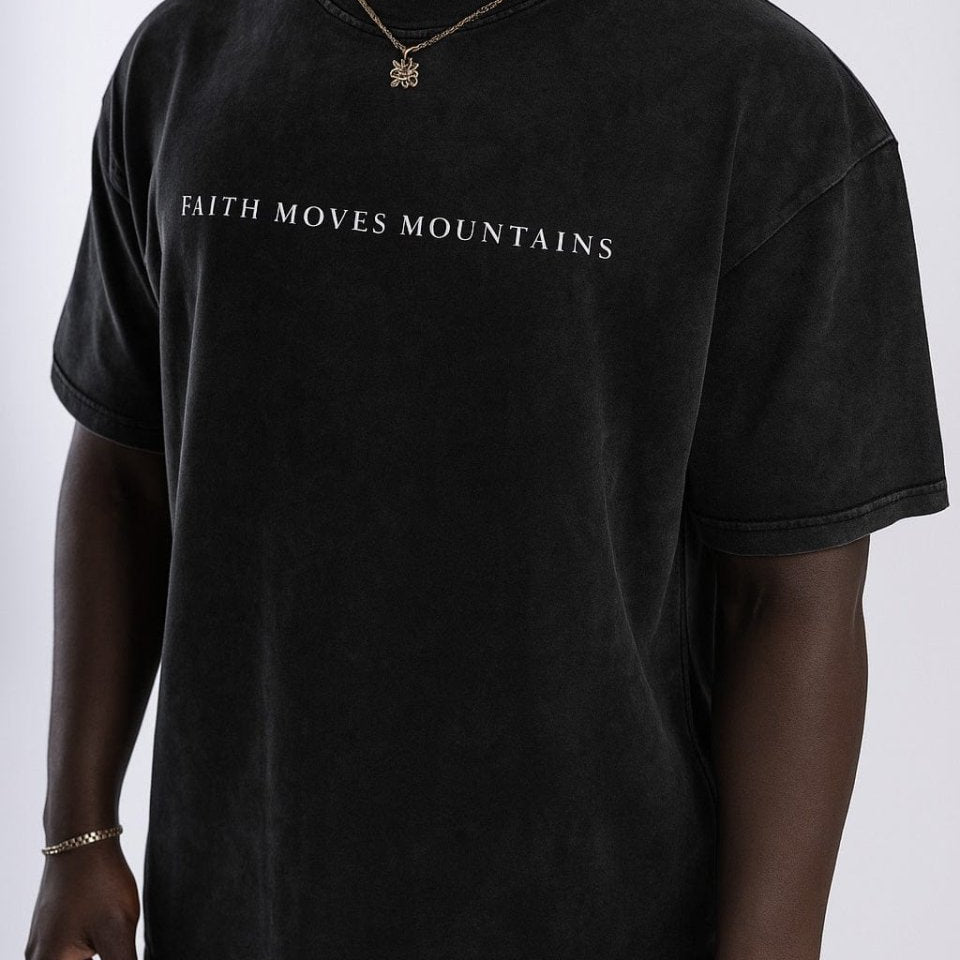  S Faith Moves Mountains | Acid Wash Oversized T-Shirt