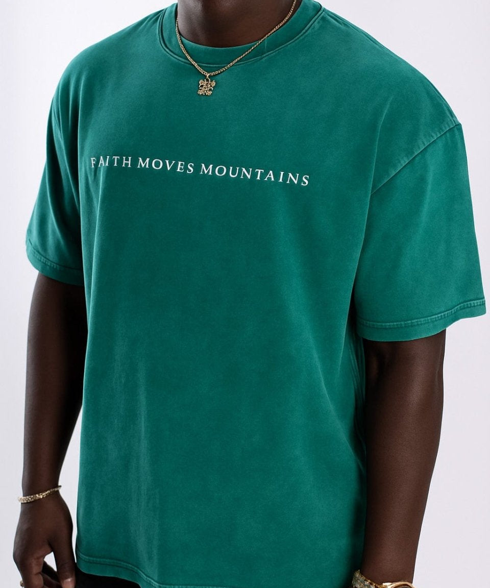  S Faith Moves Mountains | Acid Wash Oversized T-Shirt