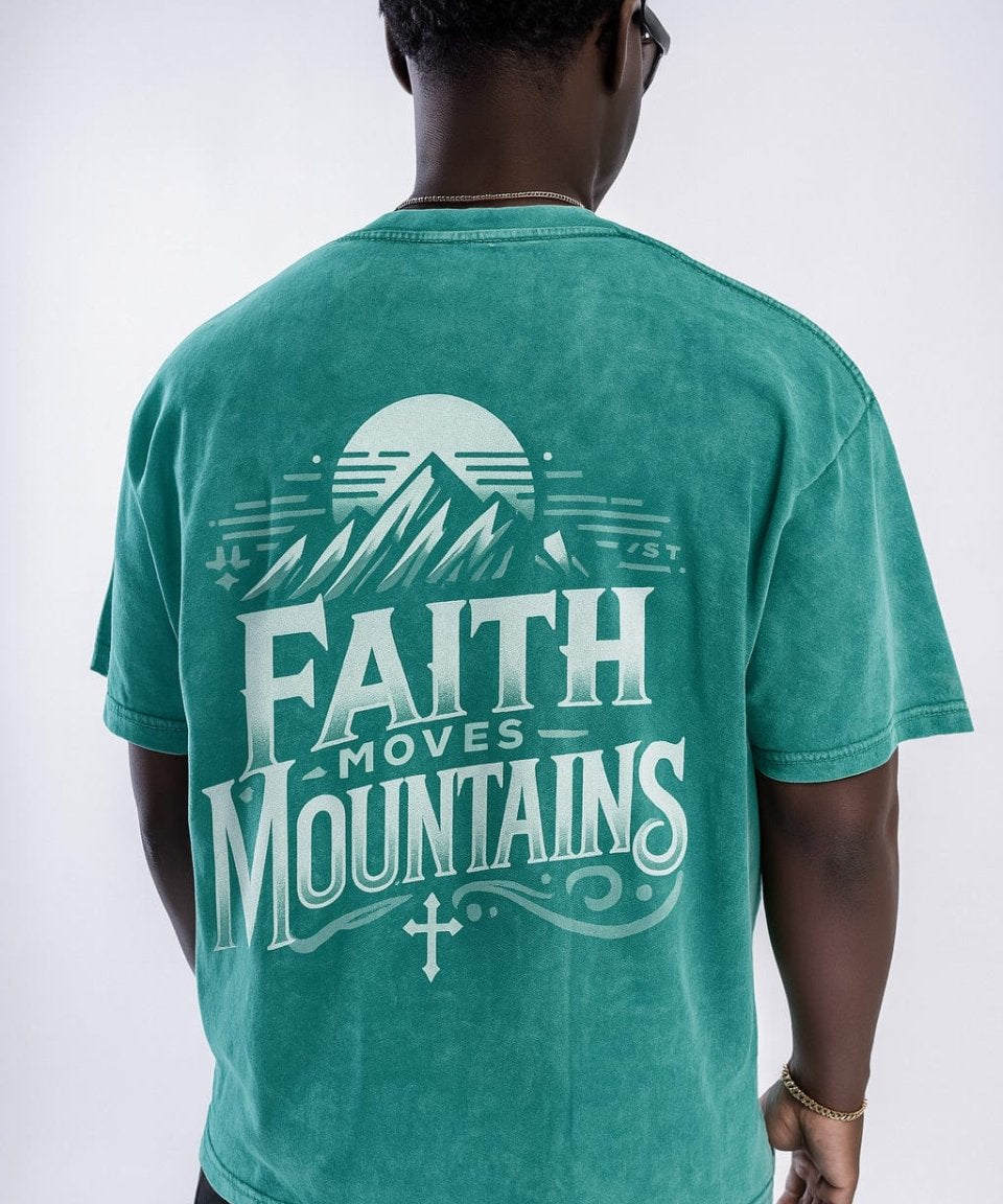 Faith Moves Mountains | Acid Wash Oversized T-Shirt