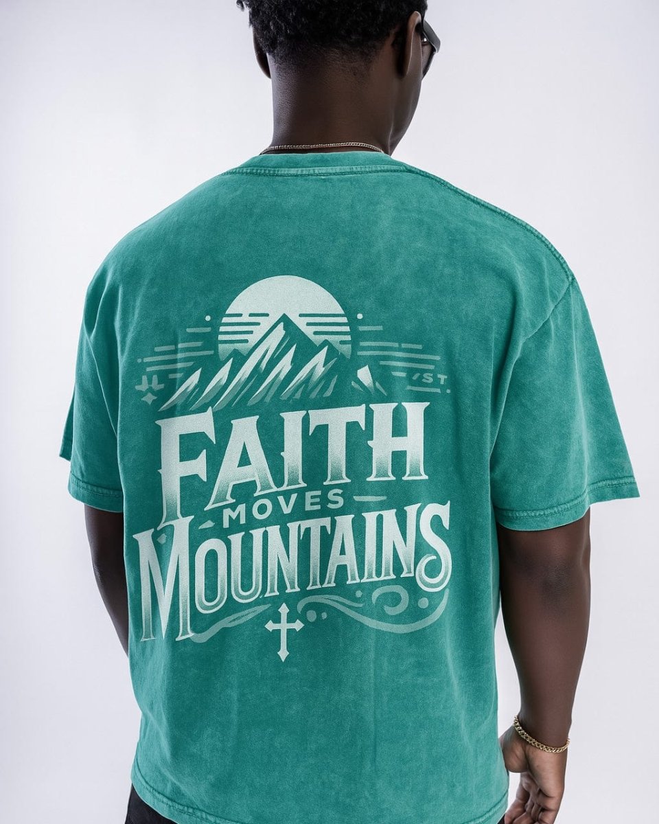 Faith Moves Mountains | Acid Wash Oversized T-Shirt