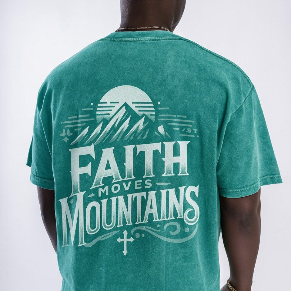 Faith Moves Mountains | Acid Wash Oversized T-Shirt