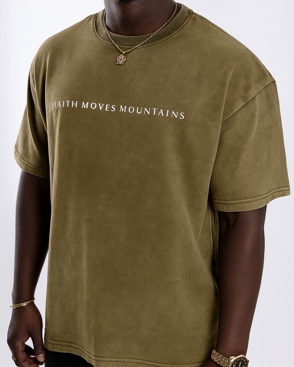 Brown / S Faith Moves Mountains | Acid Wash Oversized T-Shirt