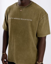 Brown / S Faith Moves Mountains | Acid Wash Oversized T-Shirt