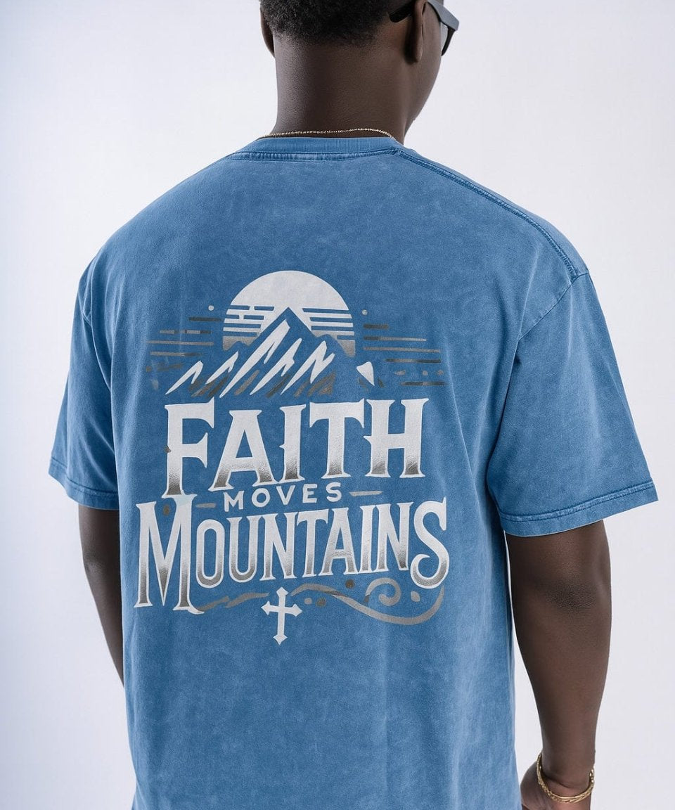 Faith Moves Mountains | Acid Wash Oversized T-Shirt