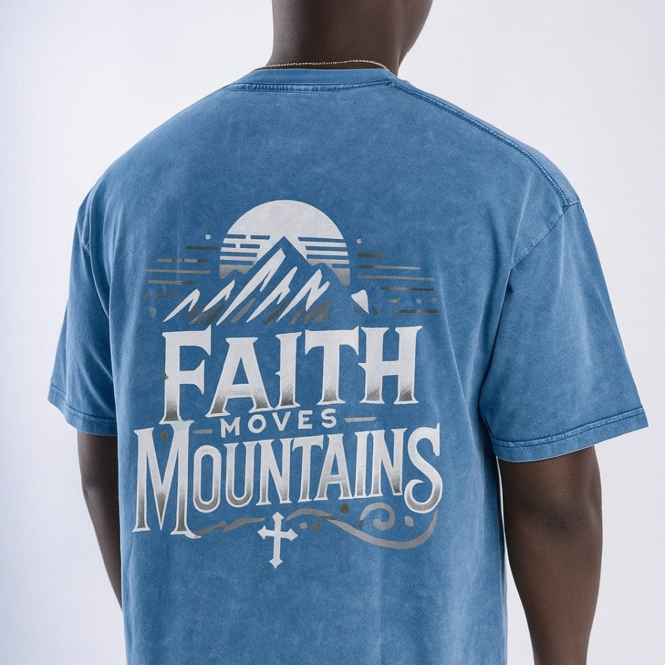 Faith Moves Mountains | Acid Wash Oversized T-Shirt