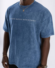 Blue / S Faith Moves Mountains | Acid Wash Oversized T-Shirt