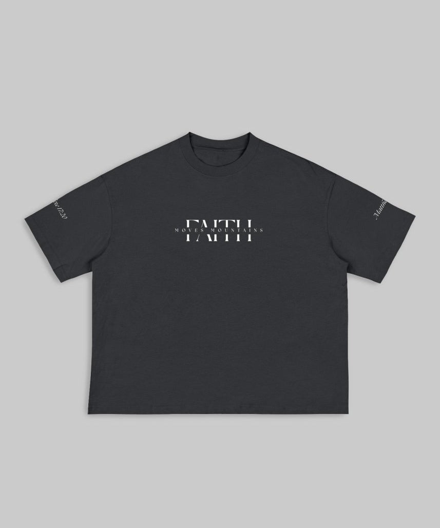 Faith Moves Mountains | Black Boxy Graphic Tee – Matthew 17:20 - TOPARADI