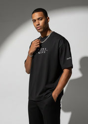 Faith Moves Mountains | Black Boxy Graphic Tee – Matthew 17:20