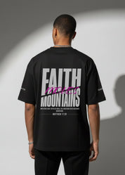 Faith Moves Mountains | Black Boxy Graphic Tee – Matthew 17:20