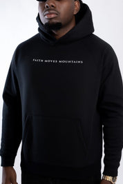 Black / S Faith Moves Mountains | Essential Raglan Sleeve Hoodie