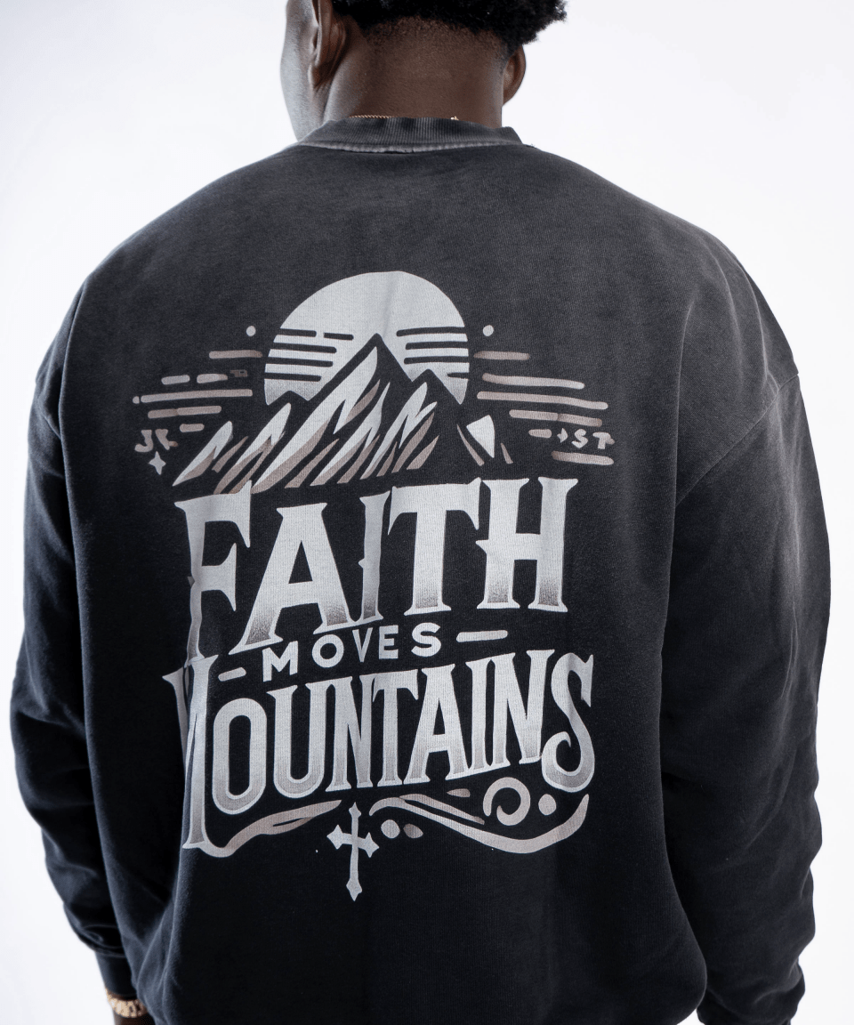 Faith Moves Mountains | Monkey Wash Drop-Shoulder Sweatshirt