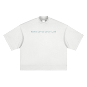White / M Faith Moves Mountains | Heavyweight Oversized Mock Neck T-shirt