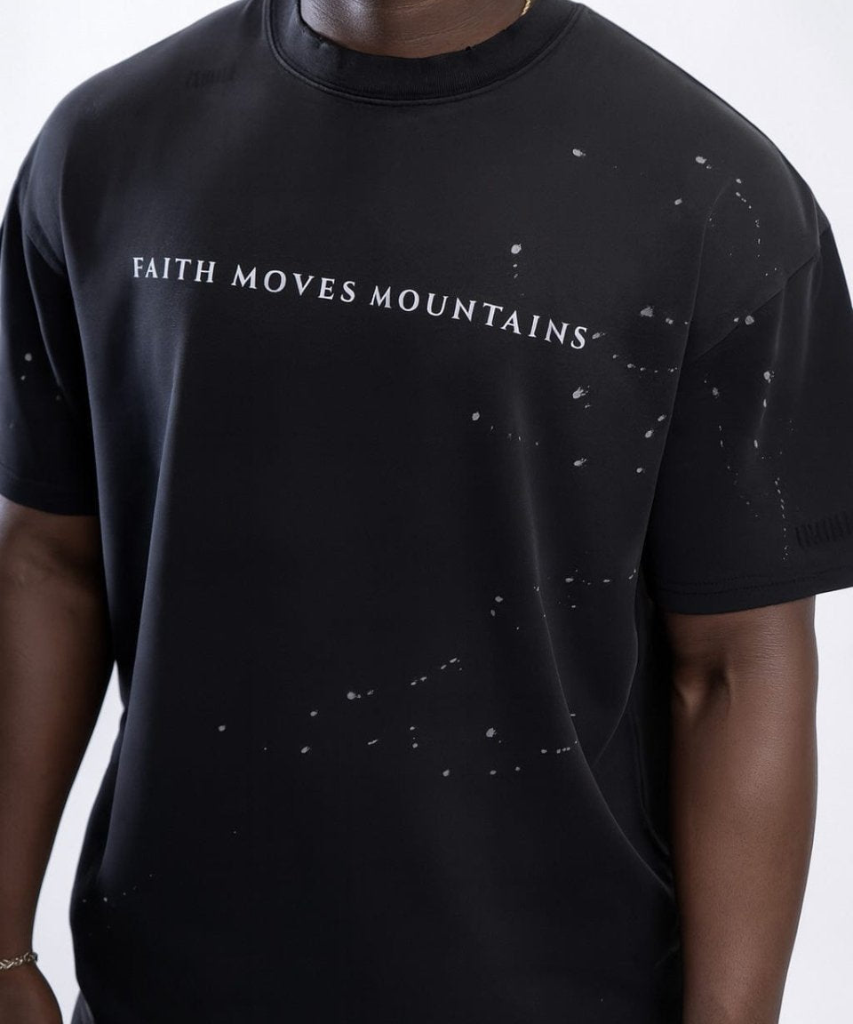  S Faith Moves Mountains | Sunfade Paint Splatter Tee