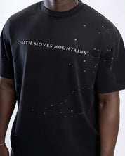 Black / S Faith Moves Mountains | Sunfade Paint Splatter Tee