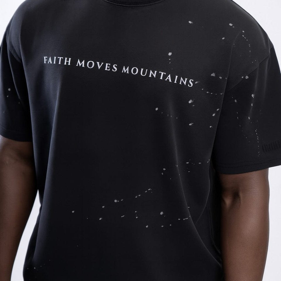  S Faith Moves Mountains | Sunfade Paint Splatter Tee