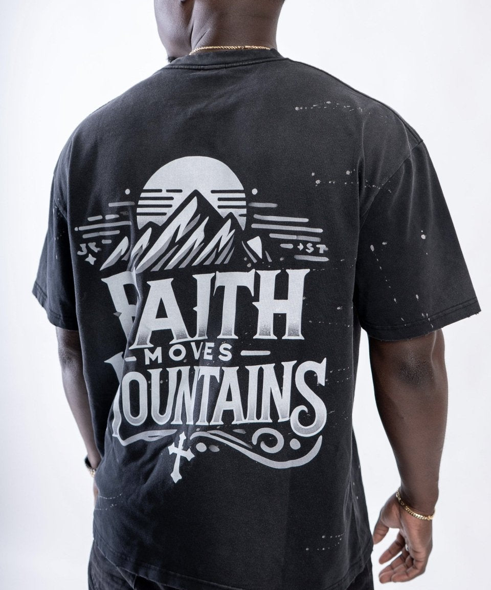 Faith Moves Mountains | Sunfade Paint Splatter Tee