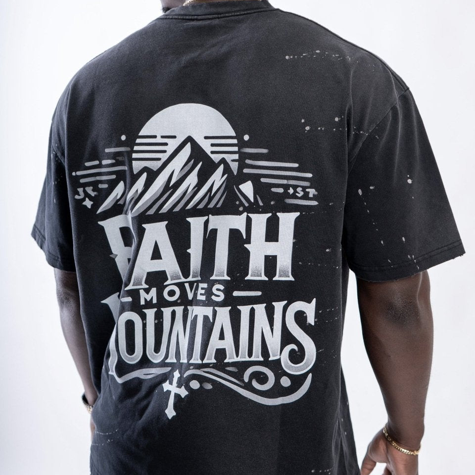 Faith Moves Mountains | Sunfade Paint Splatter Tee