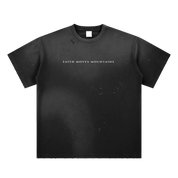 Black / S Faith Moves Mountains | Sunfade Paint Splatter Tee