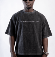 Black / S Faith Moves Mountains | Waffle-Texture Boxy T-Shirt
