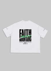 Faith Moves Mountains | White Boxy Graphic Tee – Matthew 17:20 - TOPARADI