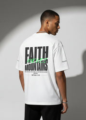 Faith Moves Mountains | White Boxy Graphic Tee – Matthew 17:20