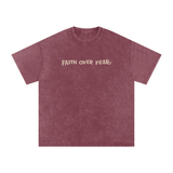 Faith Over Fear | Acid Wash Oversize T-Shirt – Beige Design
