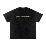 Faith Over Fear | Acid Wash Oversize T-Shirt – Beige Design