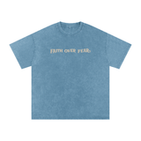 Faith Over Fear | Acid Wash Oversize T-Shirt – Beige Design