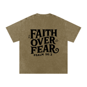 Faith Over Fear | Acid Wash Oversize T-Shirt – Black Design