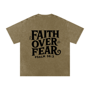 Faith Over Fear | Acid Wash Oversize T-Shirt – Black Design