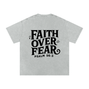 Faith Over Fear | Acid Wash Oversize T-Shirt – Black Design