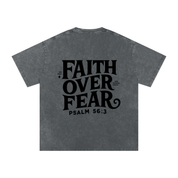 Faith Over Fear | Acid Wash Oversize T-Shirt – Black Design