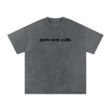 Faith Over Fear | Acid Wash Oversize T-Shirt – Black Design