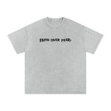 Faith Over Fear | Acid Wash Oversize T-Shirt – Black Design