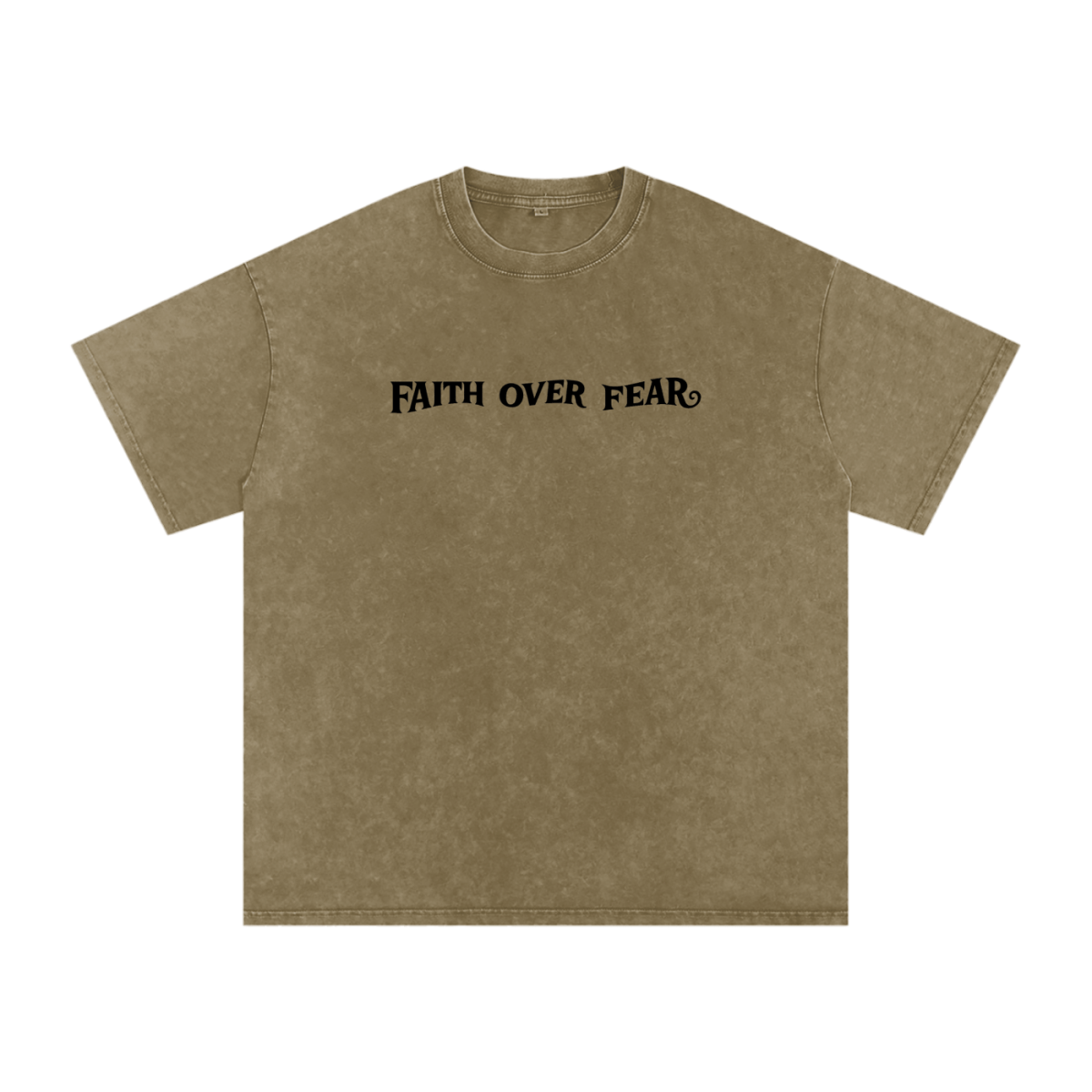  S Faith Over Fear | Acid Wash Oversize T-Shirt – Black Design